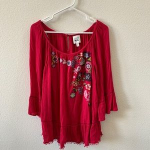 Code Bleu red embroidered top size XL